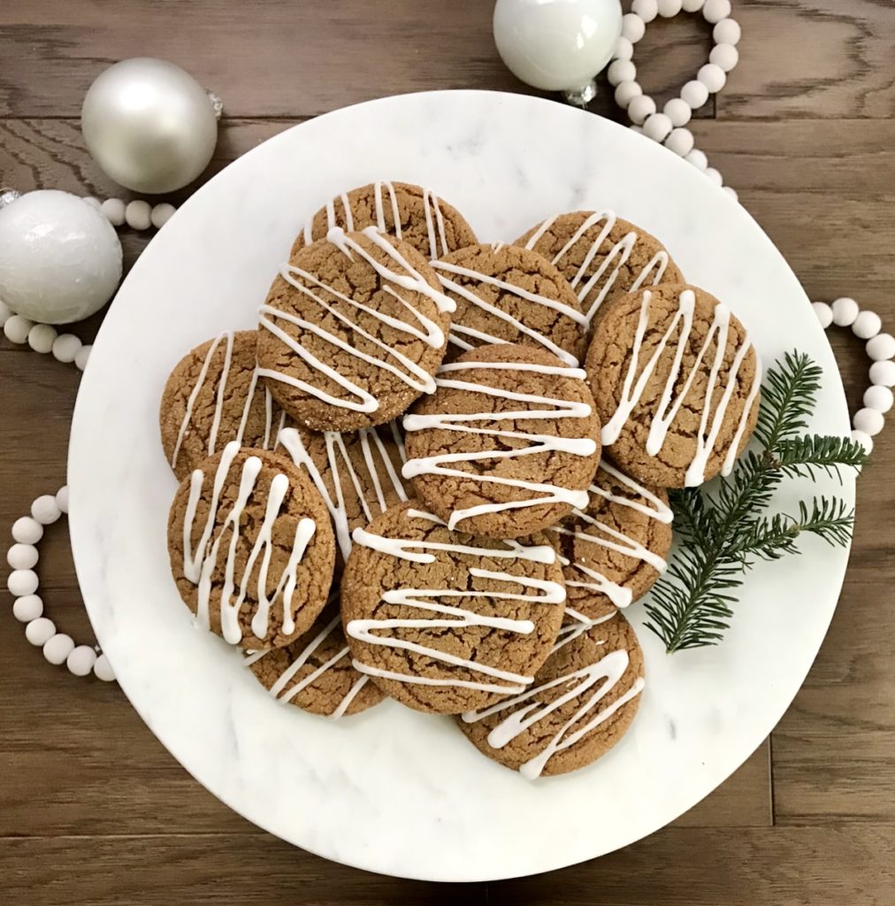 Iced Ginger Cookies on a white plate.