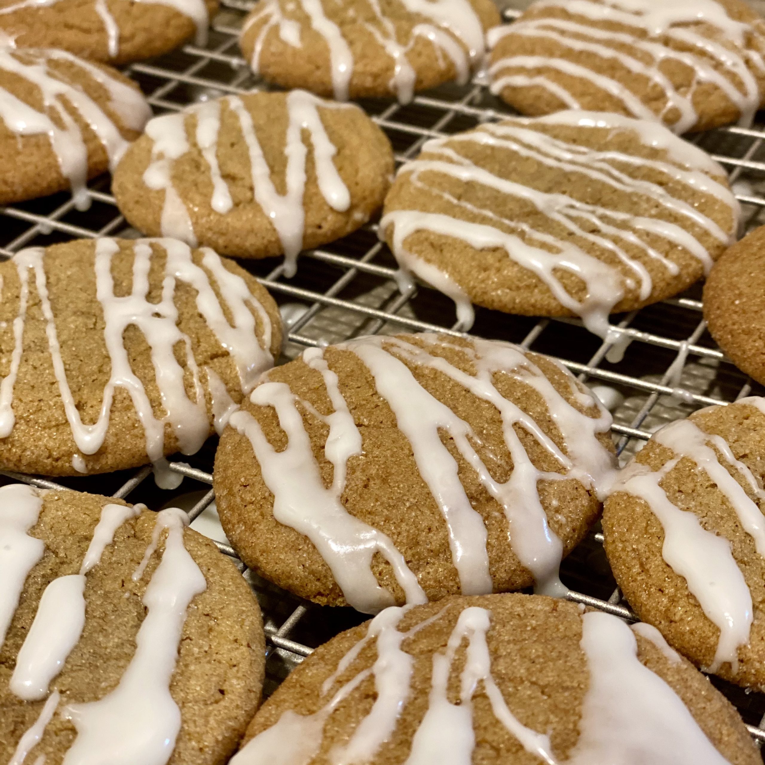 Iced Ginger Cookies on a white plate.