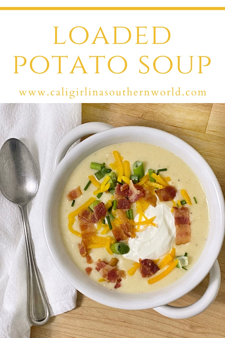 Pinterest Pin for loaded potato soup