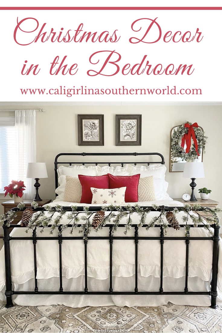 Pinterest Pin for Christmas decor in the bedroom.