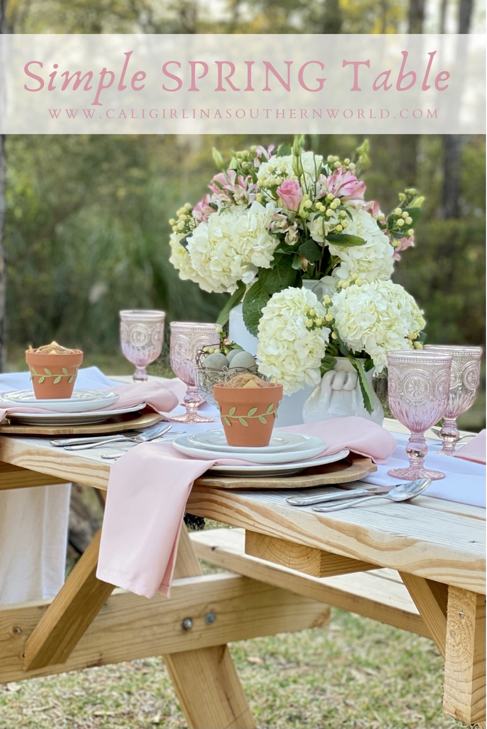 Pinterest Pin for How to Set a Simple Spring Table.