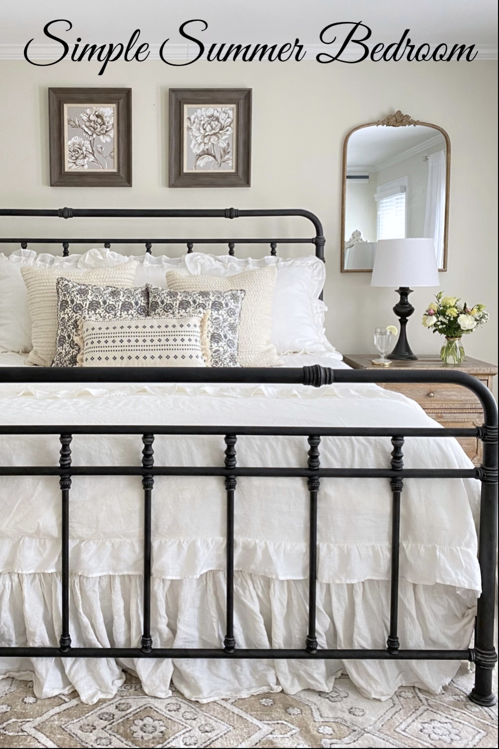 Pinterest Pin for simple summer bedroom.