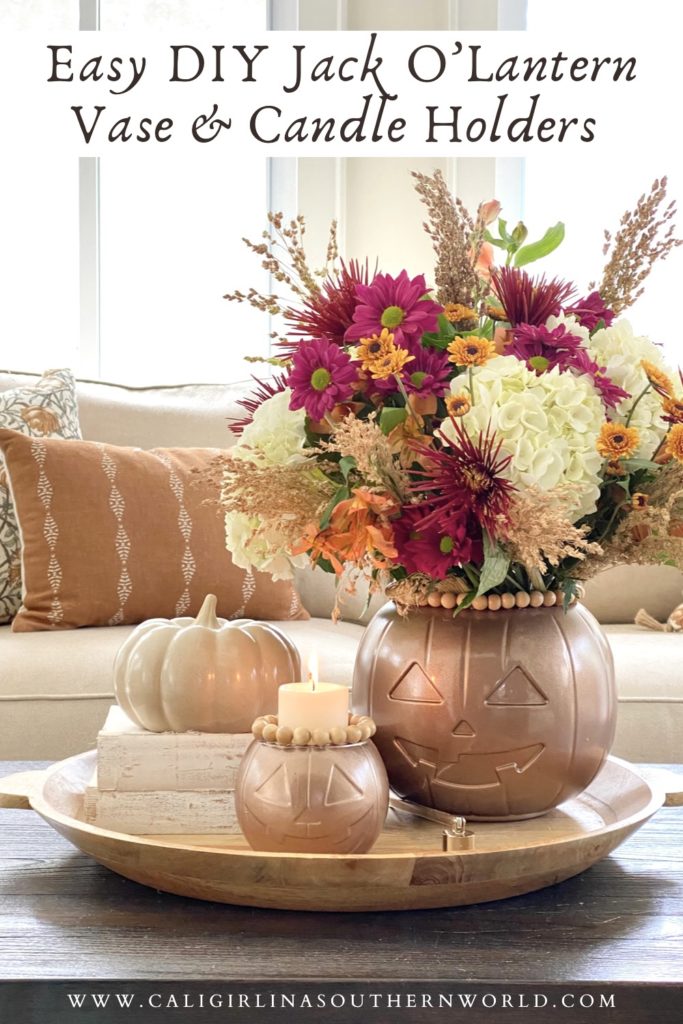 Pinterest Pin for Easy DIY Jack O’Lantern Vase and Candle Holders