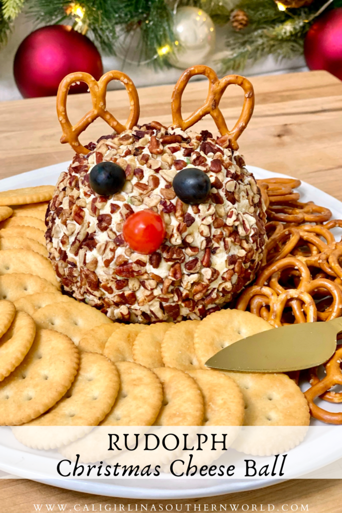Pinterest Pin for Rudolph Christmas Cheese Ball