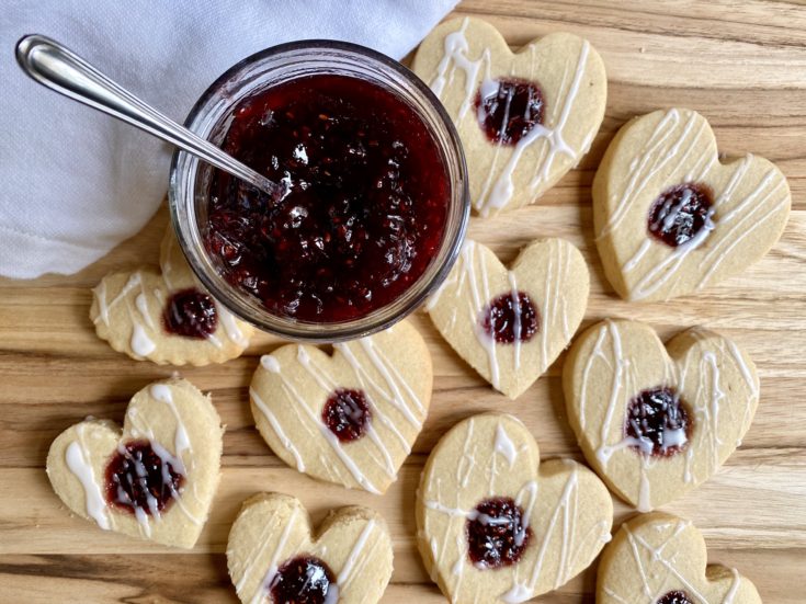 Raspberry Jam and Almond Glaze Valentine's Cookies