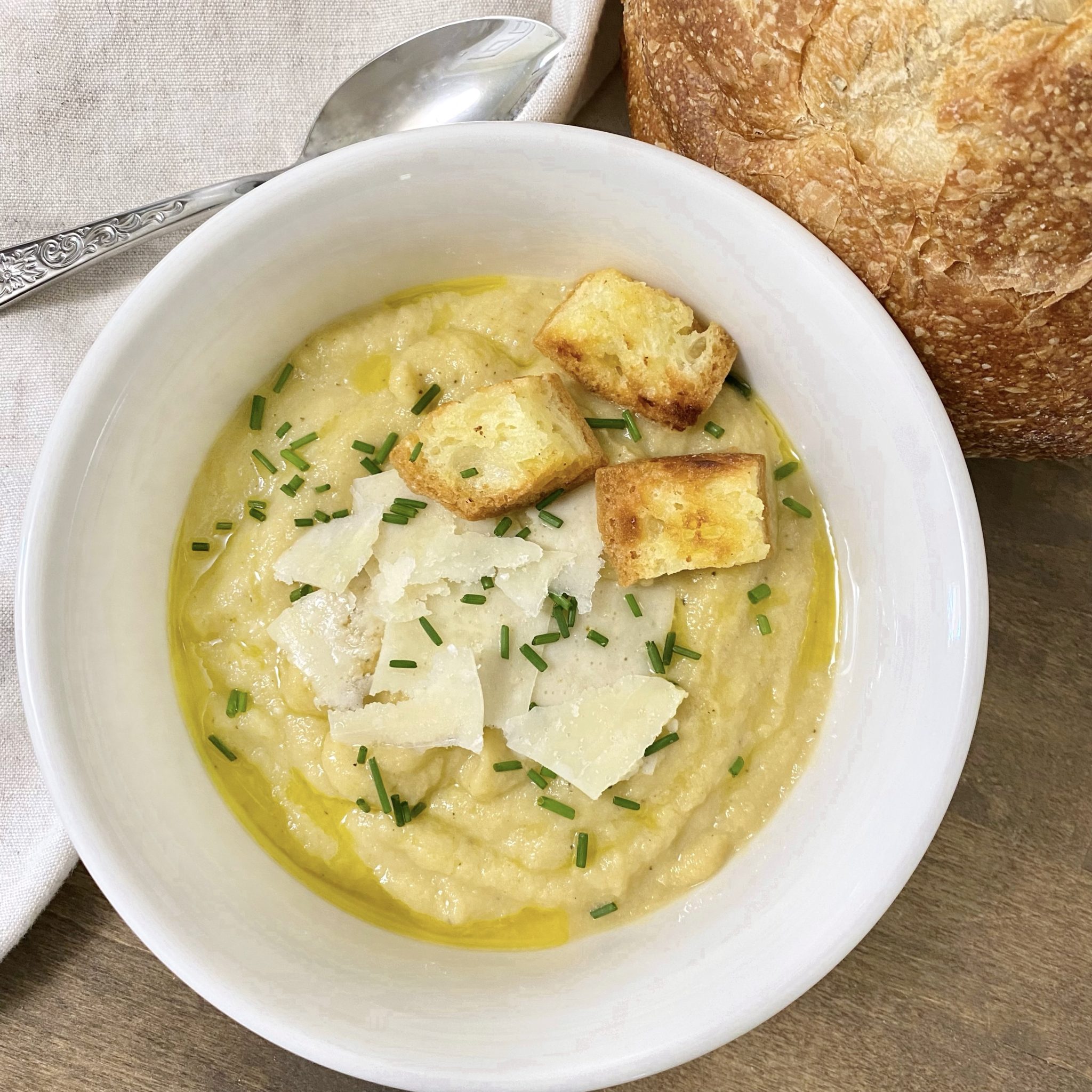 Creamy Cauliflower Soup with Basil Olive Oil - Cali Girl In A Southern ...